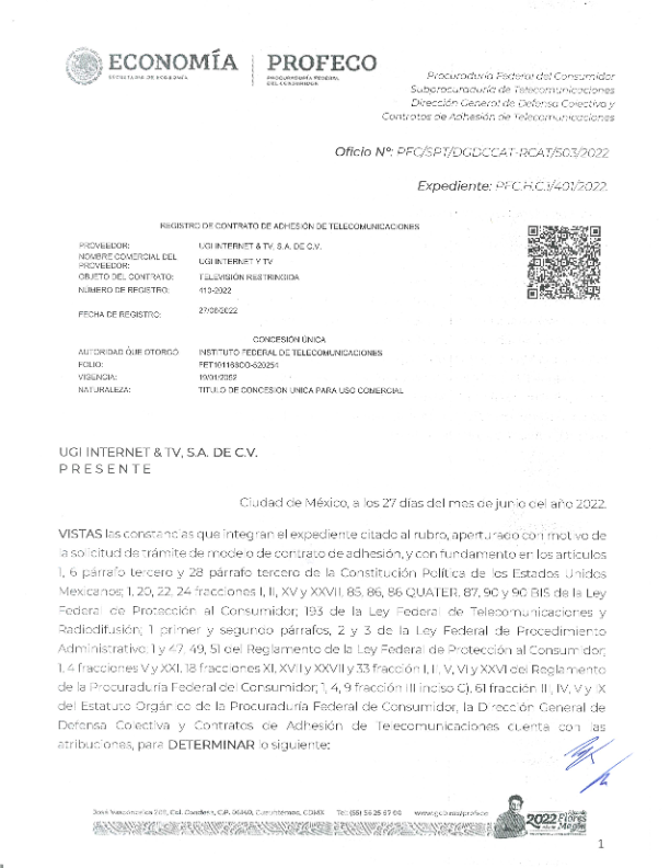 Contrato de Adhesión - UGI Internet y TV 410-2022